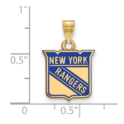 Gold Plated Sterling Silver Nhl Logoart New York Rangers Small Enameled Pendant