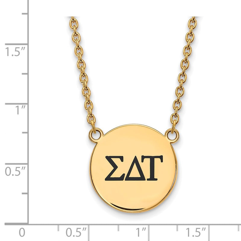 Gold Plated Sterling Silver Logoart Sigma Delta Tau Sorority Greek Letters Large Black Enamel Pendant 18 Inch Necklace