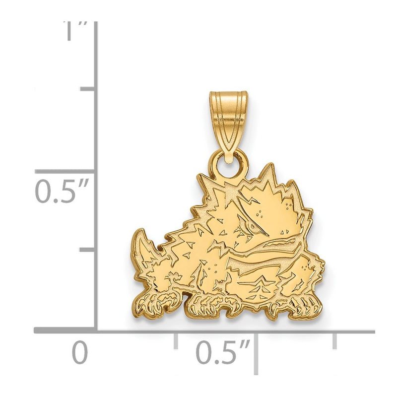 10K Yellow Gold Logoart Texas Christian University Horned Frog Small Pendant