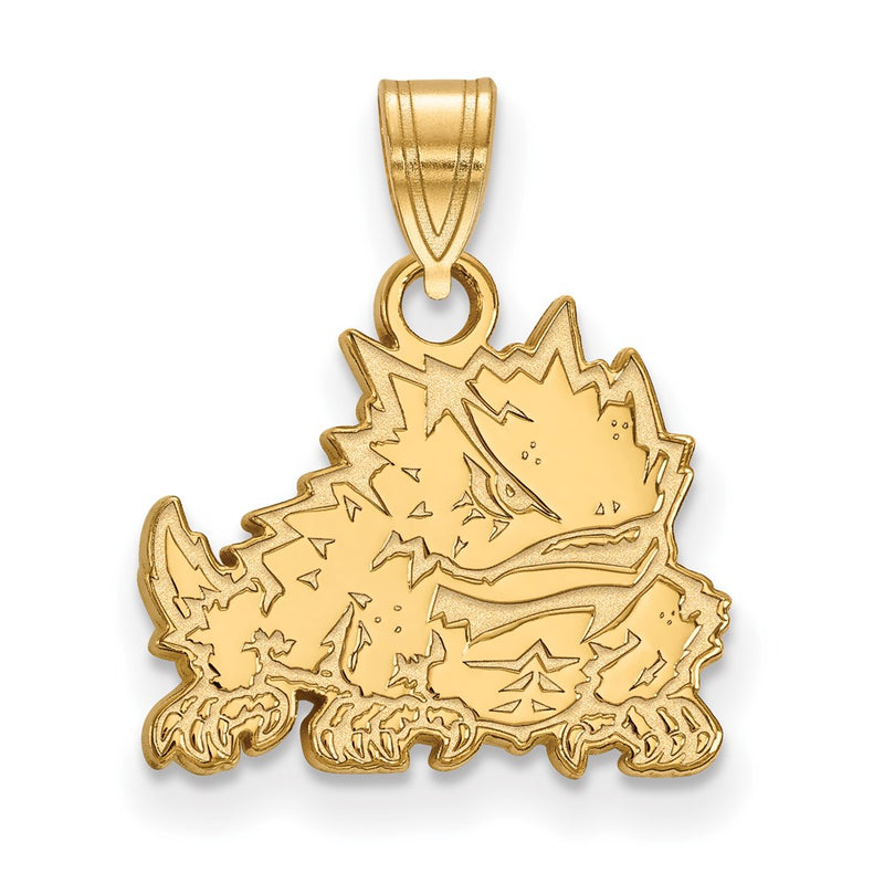 10K Yellow Gold Logoart Texas Christian University Horned Frog Small Pendant