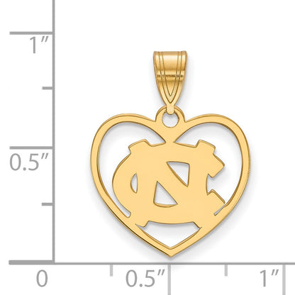 Gold Plated Sterling Silver Logoart University Of North Carolina N C Heart Pendant