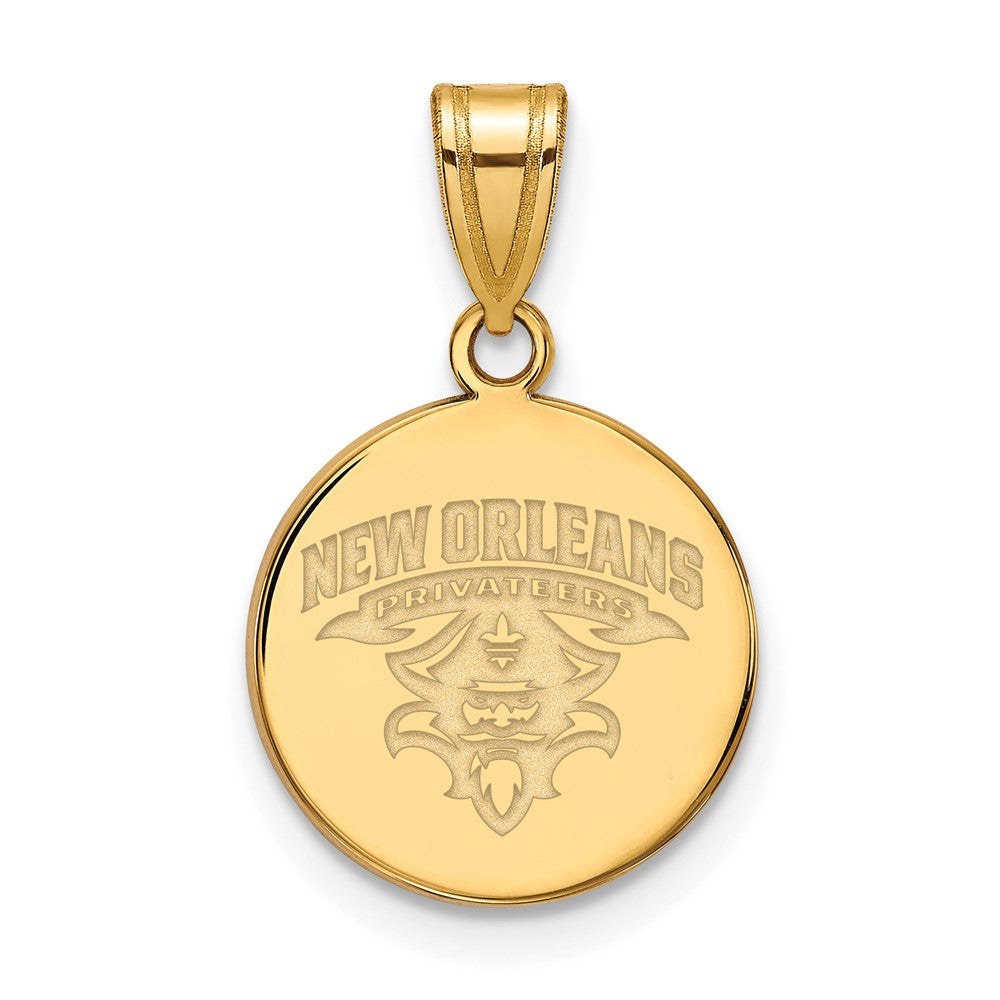 10K Yellow Gold Logoart University Of New Orleans U N O Medium Disc Pendant