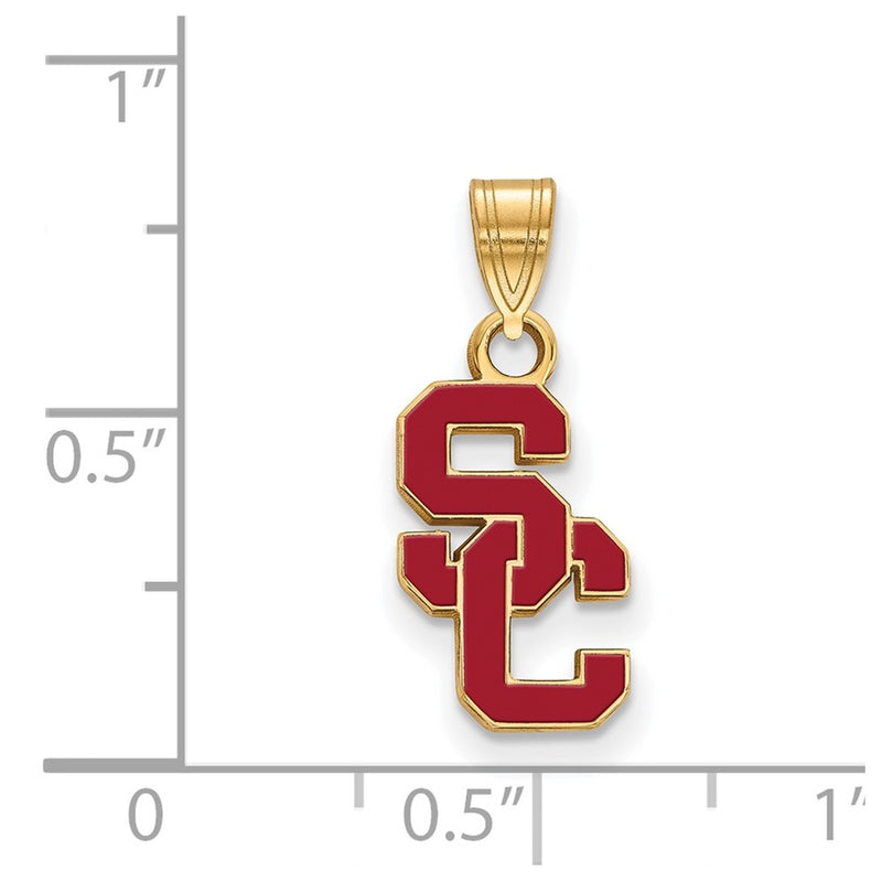 Gold Plated Sterling Silver University Of Southern California S C Small Enameled Pendant