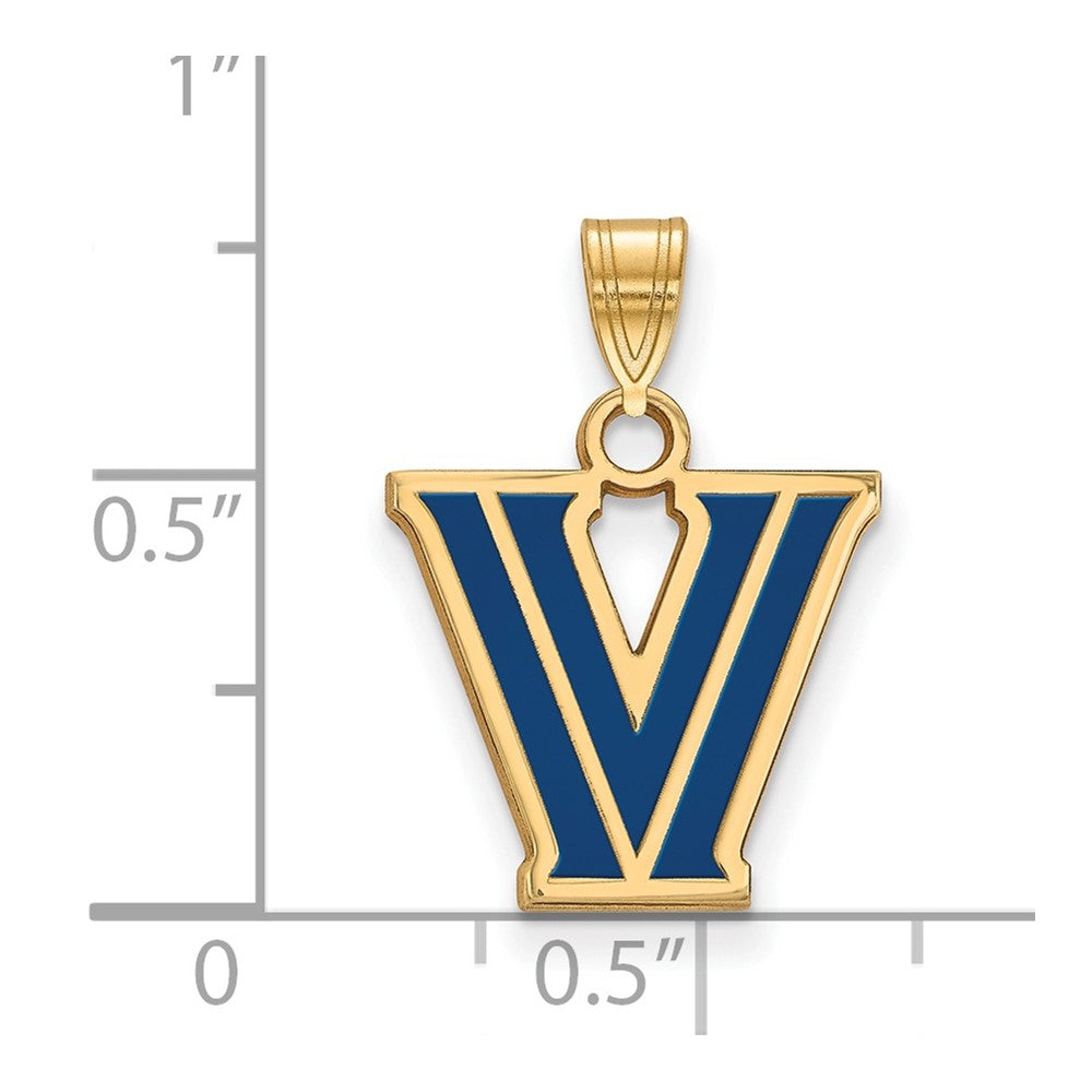 Gold Plated Sterling Silver Logoart Villanova University Letter V Small Enameled Pendant