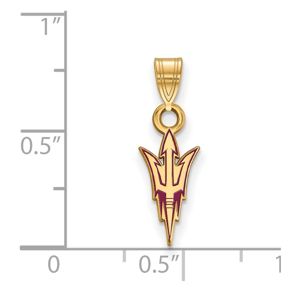 Gold Plated Sterling Silver Logoart Arizona State University Pitchfork Small Enameled Pendant