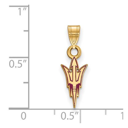 Gold Plated Sterling Silver Logoart Arizona State University Pitchfork Small Enameled Pendant