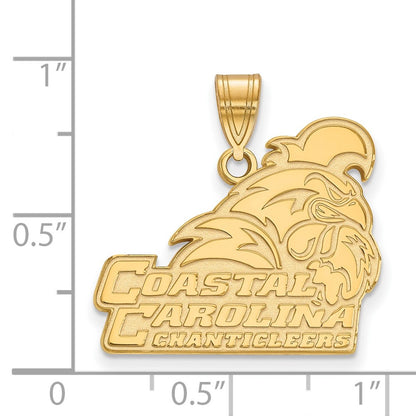 Gold Plated Sterling Silver Logoart Coastal Carolina University Chanticleers Large Pendant