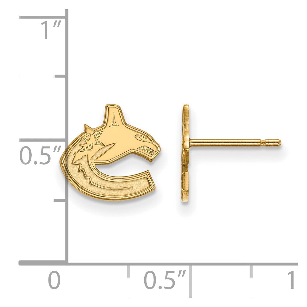 Gold Plated Sterling Silver Nhl Logoart Vancouver Canucks Extra Small Post Earrings