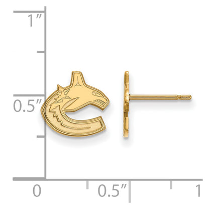 Gold Plated Sterling Silver Nhl Logoart Vancouver Canucks Extra Small Post Earrings