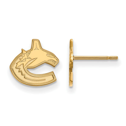 Gold Plated Sterling Silver Nhl Logoart Vancouver Canucks Extra Small Post Earrings