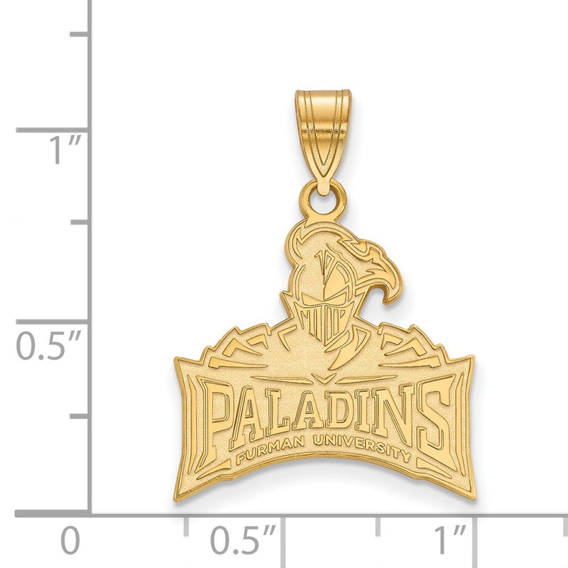 Gold Plated Sterling Silver Logoart Furman University Paladins Large Pendant