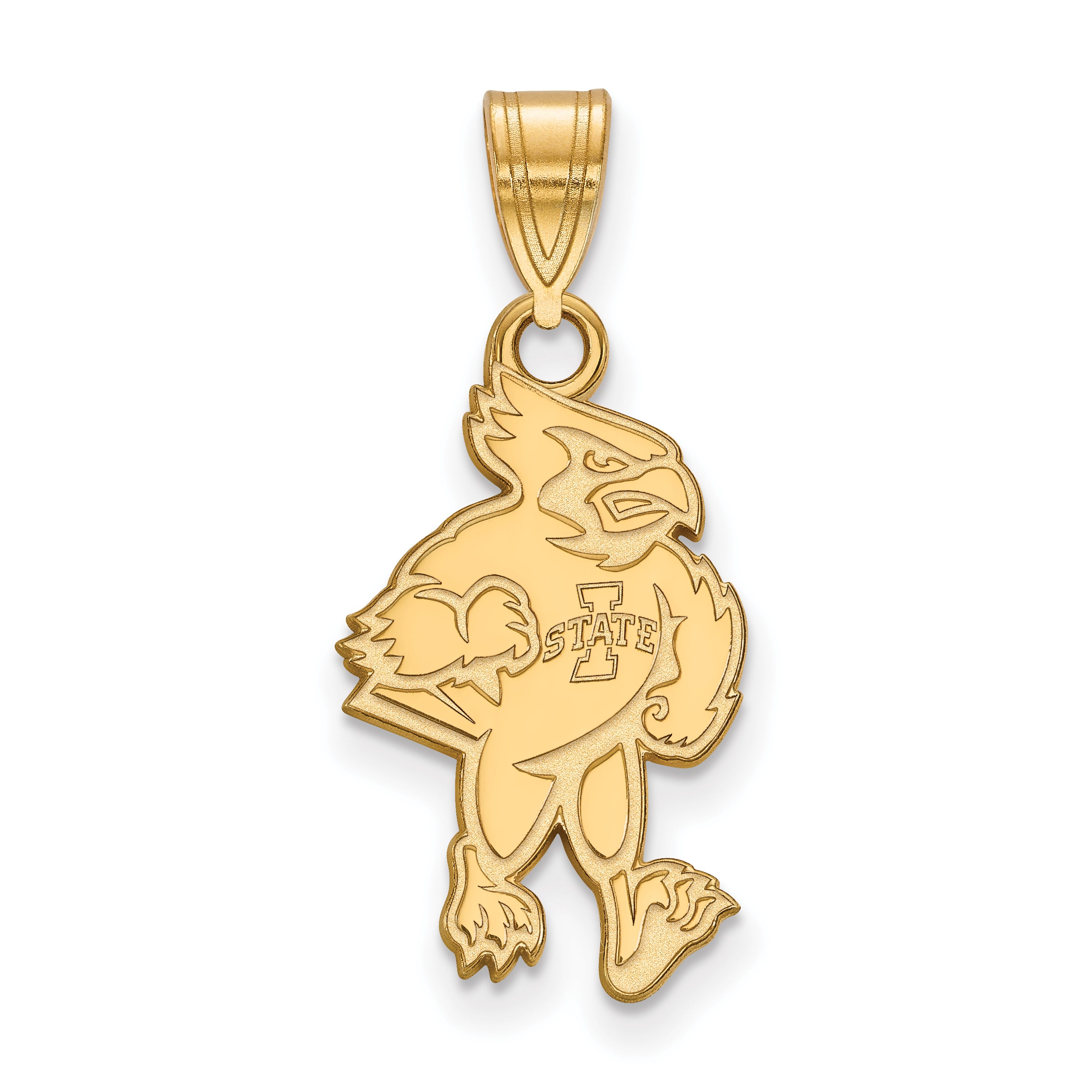 Gold Plated Sterling Silver Logoart Iowa State University Cardinal Large Pendant