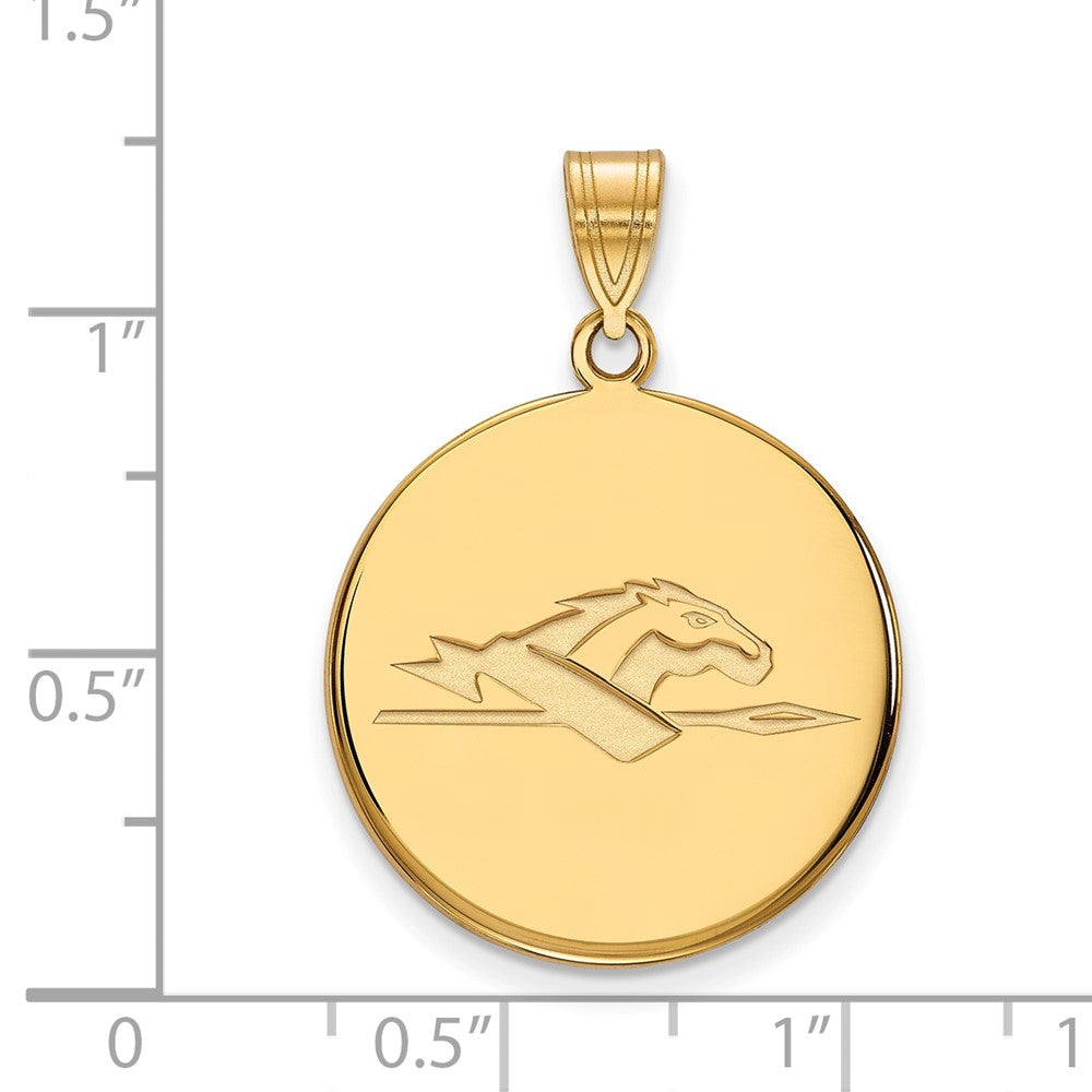 Gold Plated Sterling Silver Logoart Longwood University Horse Large Disc Pendant