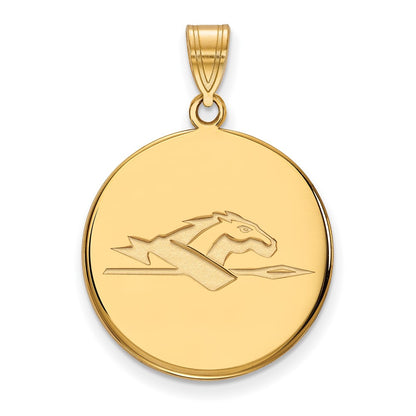 Gold Plated Sterling Silver Logoart Longwood University Horse Large Disc Pendant