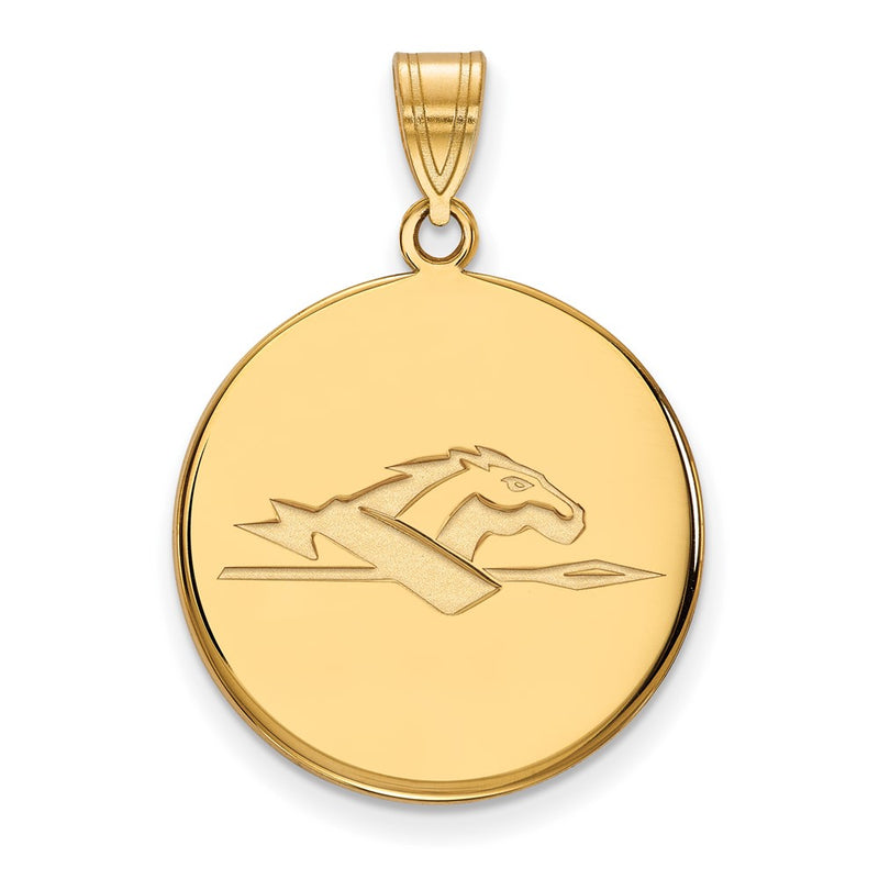 Gold Plated Sterling Silver Logoart Longwood University Horse Large Disc Pendant