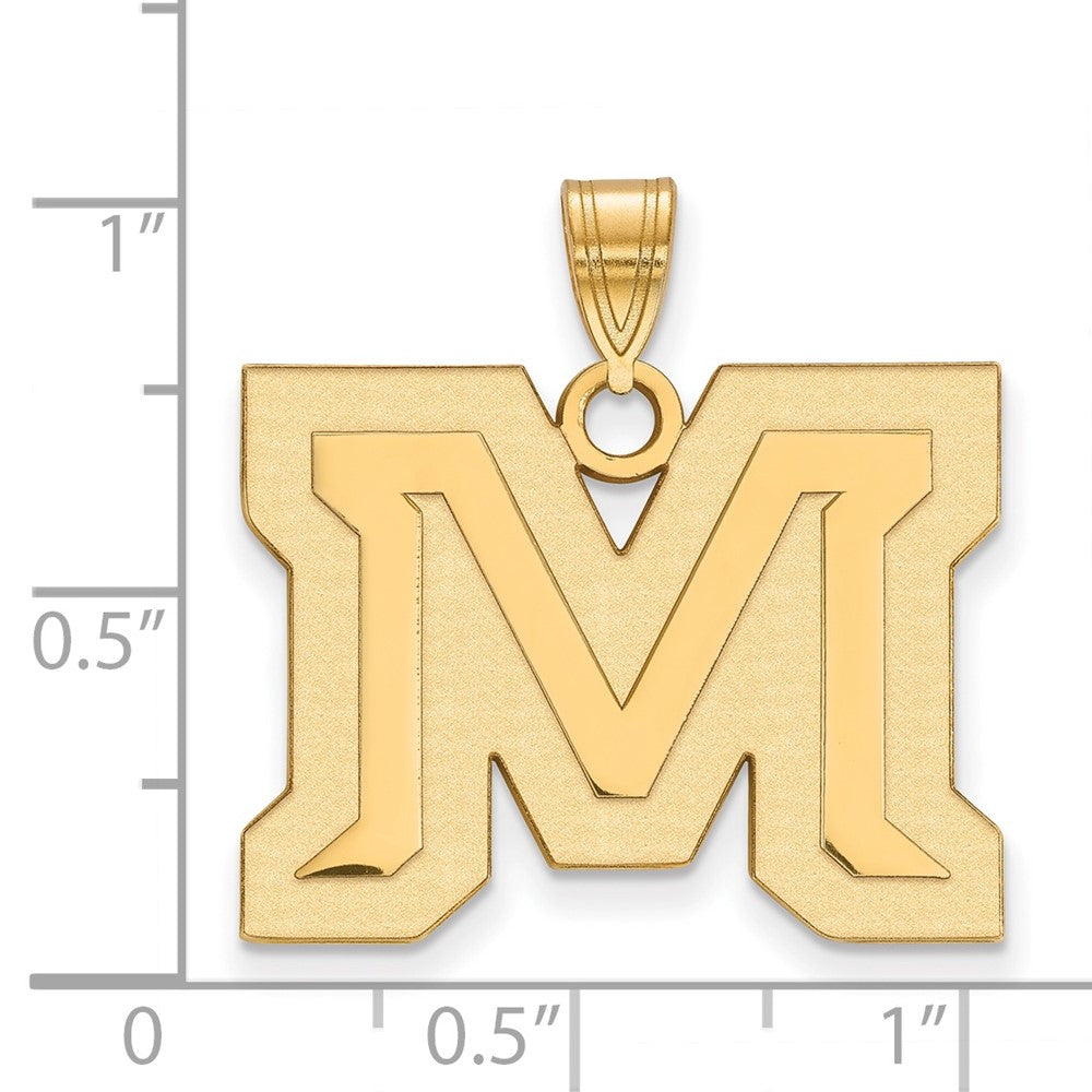 Gold Plated Sterling Silver Logoart Montana State University Letter M Large Pendant