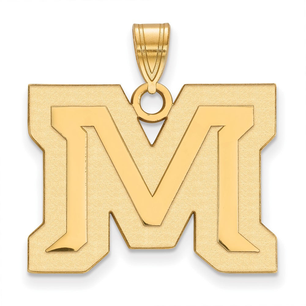 14K Yellow Gold Logoart Montana State University Letter M Large Pendant