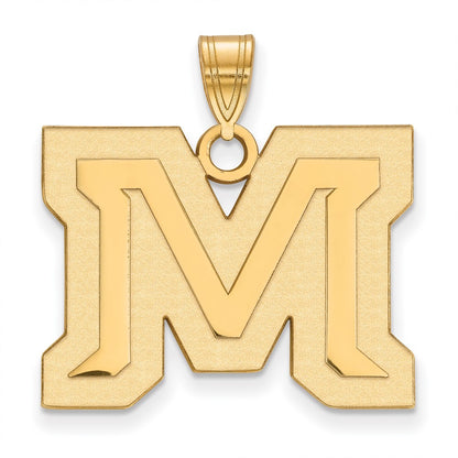 14K Yellow Gold Logoart Montana State University Letter M Large Pendant