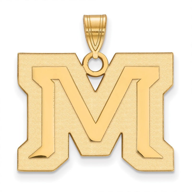 14K Yellow Gold Logoart Montana State University Letter M Large Pendant