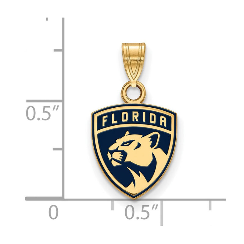 Gold Plated Sterling Silver Nhl Logoart Florida Panthers Small Enameled Pendant