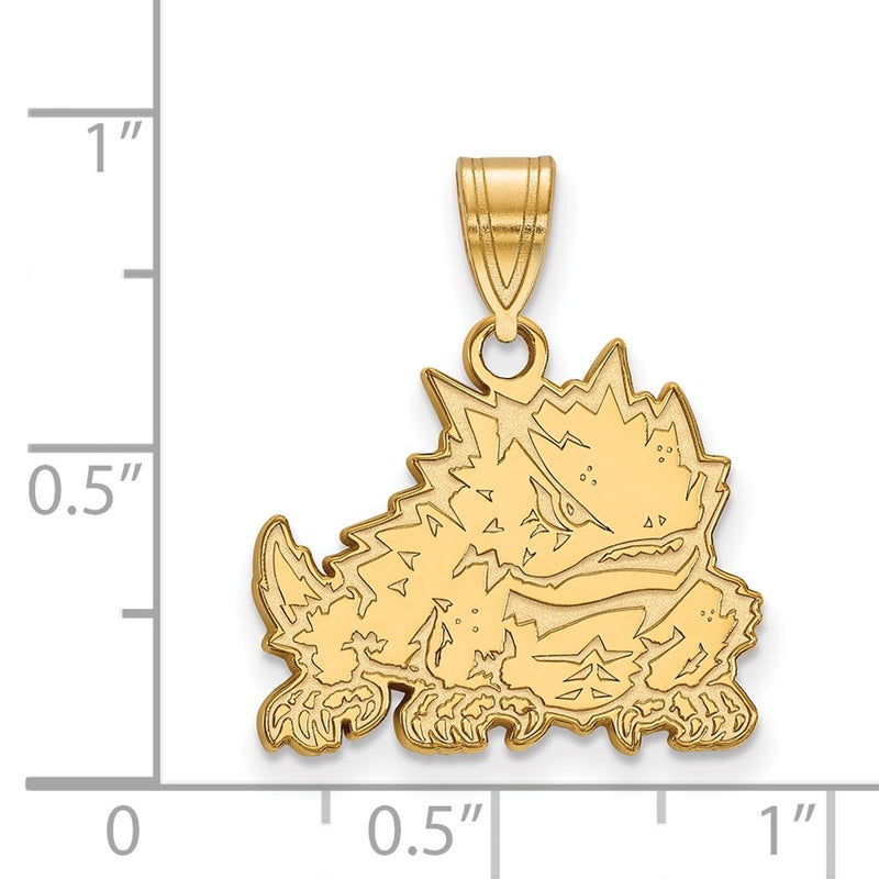 14K Yellow Gold Logoart Texas Christian University Horned Frog Medium Pendant