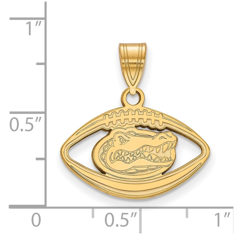 Gold Plated Sterling Silver Logoart University Of Florida Gator Football Pendant