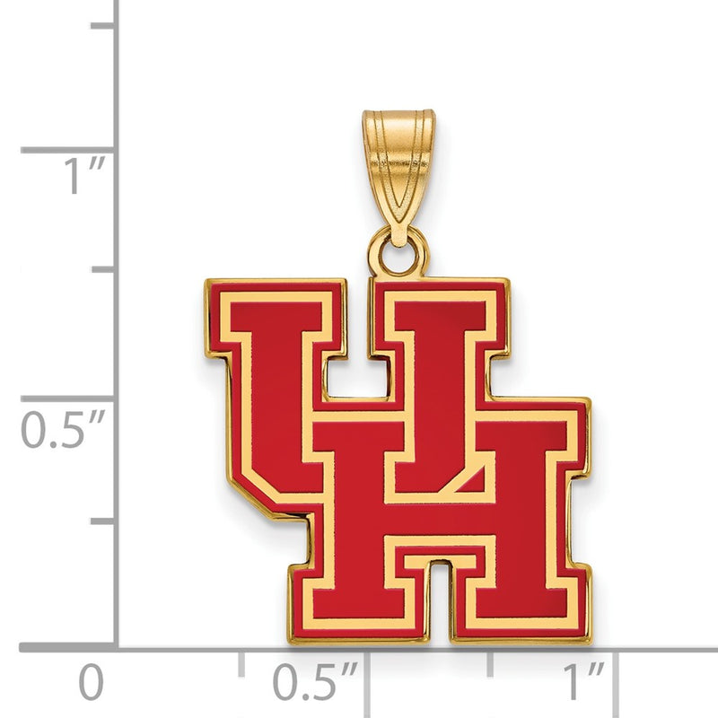 Gold Plated Sterling Silver Logoart University Of Houston U H Large Enameled Pendant