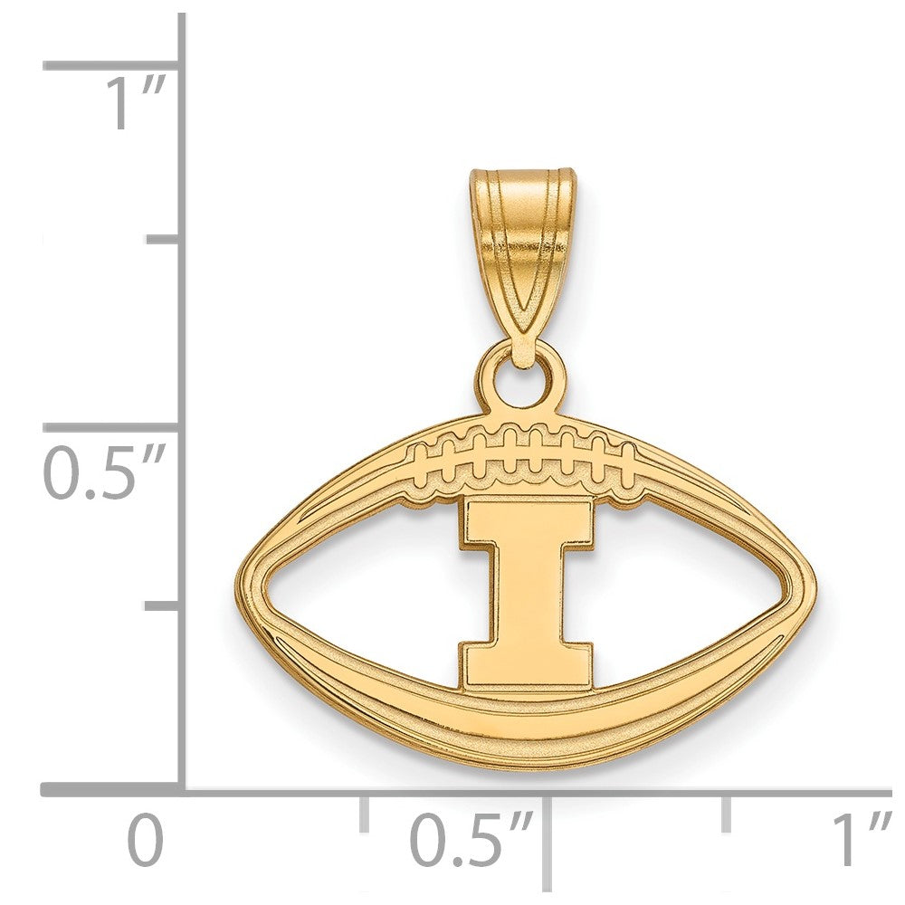 Gold Plated Sterling Silver Logoart University Of Illinois Letter I Football Pendant