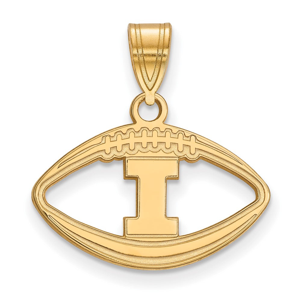 Gold Plated Sterling Silver Logoart University Of Illinois Letter I Football Pendant