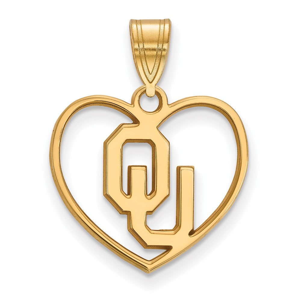Gold Plated Sterling Silver Logoart University Of Oklahoma O U Heart Pendant