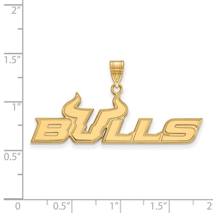 Gold Plated Sterling Silver Logoart University Of South Florida Bulls Large Pendant