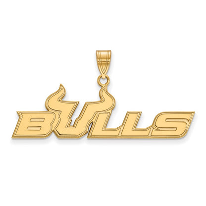 Gold Plated Sterling Silver Logoart University Of South Florida Bulls Large Pendant