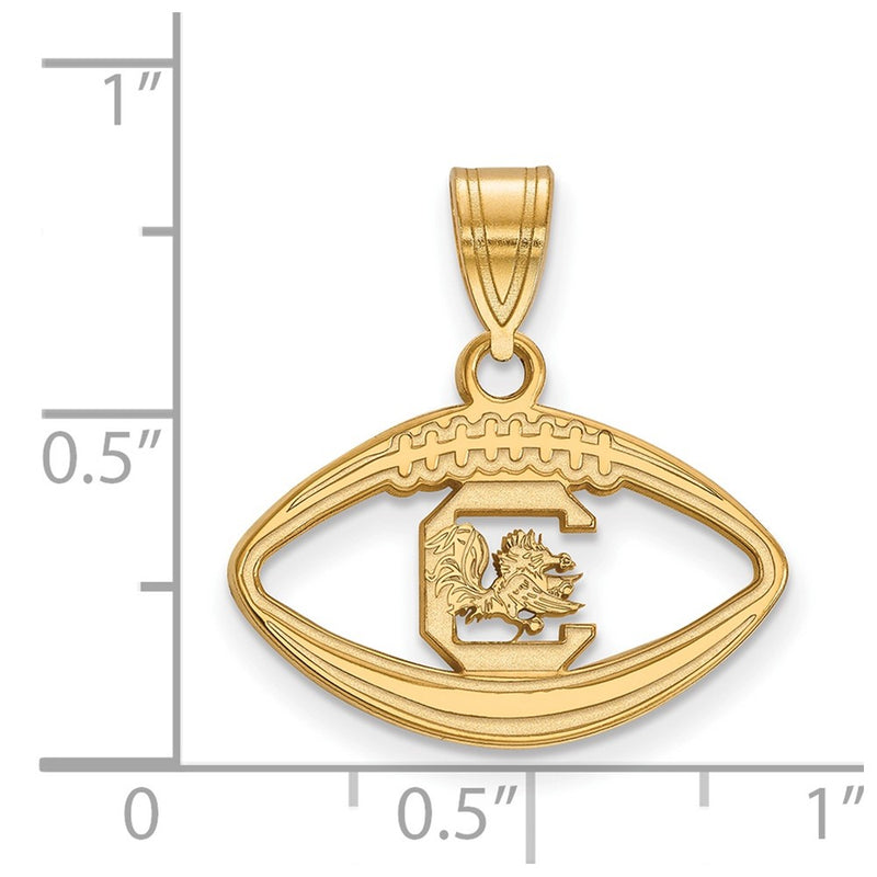 Gold Plated Sterling Silver Logoart University Of South Carolina Football Pendant