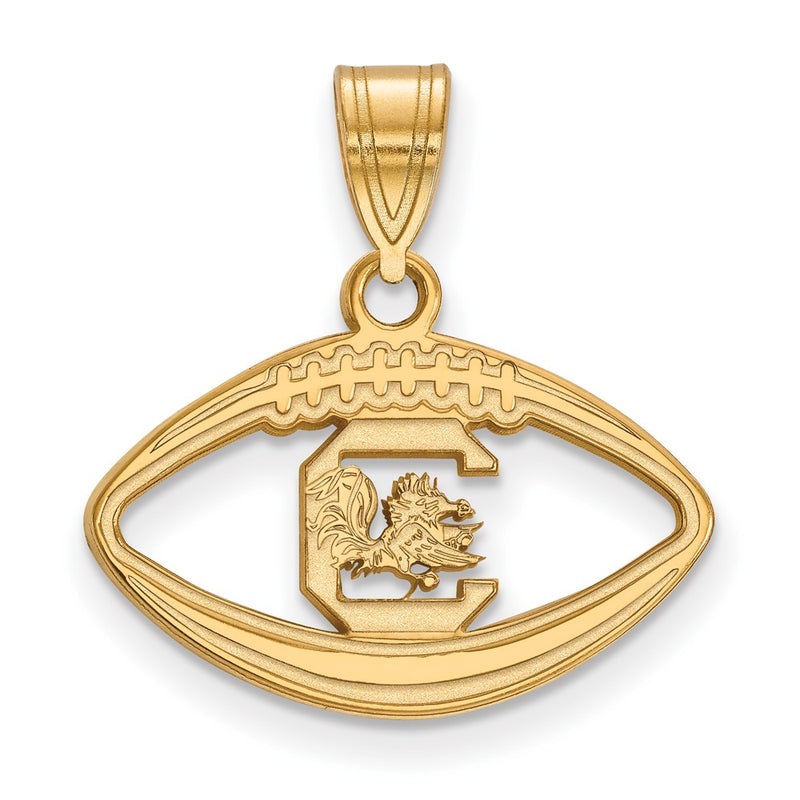 Gold Plated Sterling Silver Logoart University Of South Carolina Football Pendant