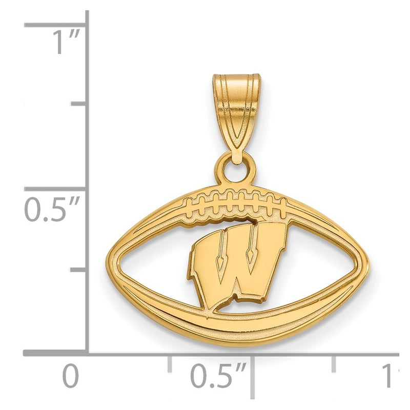 Gold Plated Sterling Silver Logoart University Of Wisconsin Football Pendant