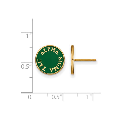 Gold Plated Sterling Silver Logoart Alpha Sigma Tau Sorority Text Color Enamel Post Earrings
