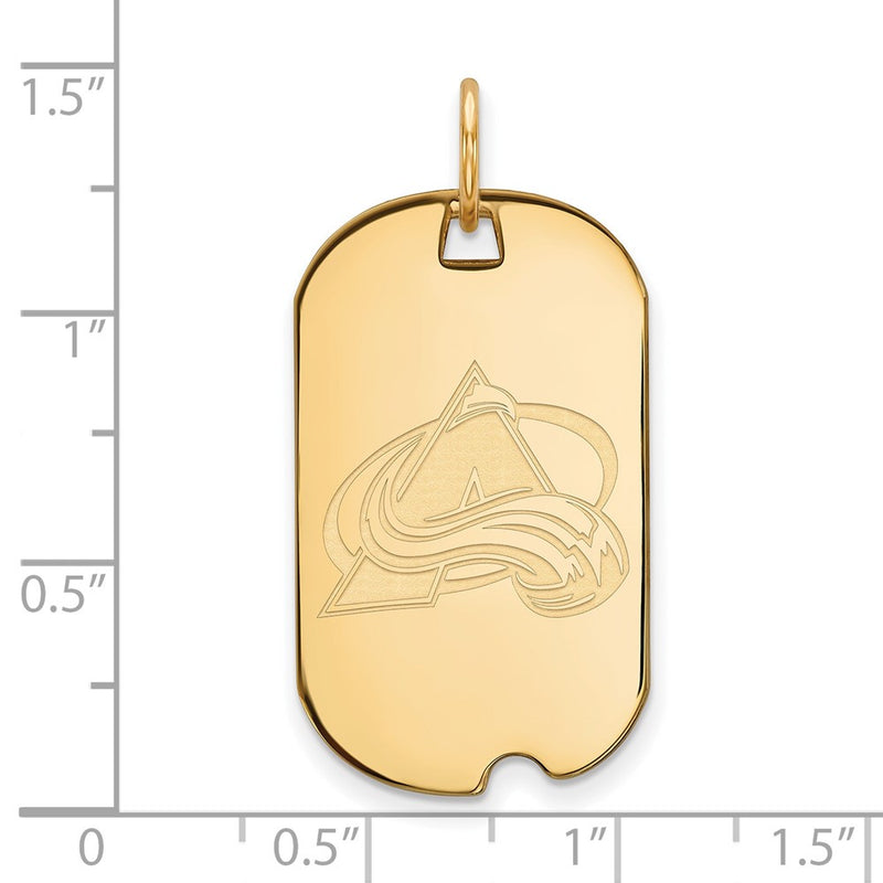 Gold Plated Sterling Silver Nhl Logoart Colorado Avalanche Small Dog Tag Pendant
