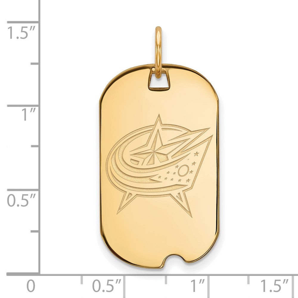 Gold Plated Sterling Silver Nhl Logoart Columbus Blue Jackets Small Dog Tag Pendant