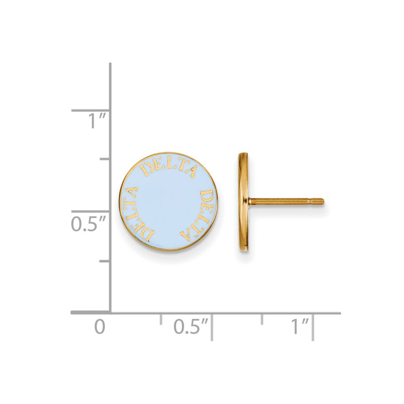 Gold Plated Sterling Silver Logoart Delta Sorority Text Color Enamel Post Earrings