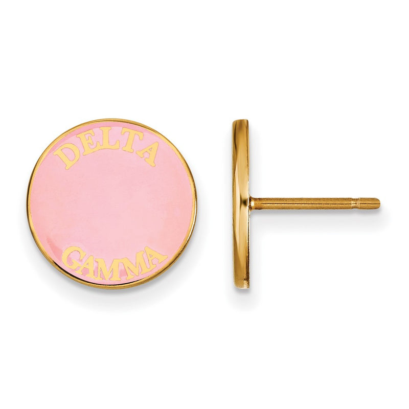 Gold Plated Sterling Silver Logoart Delta Gamma Sorority Text Color Enamel Post Earrings