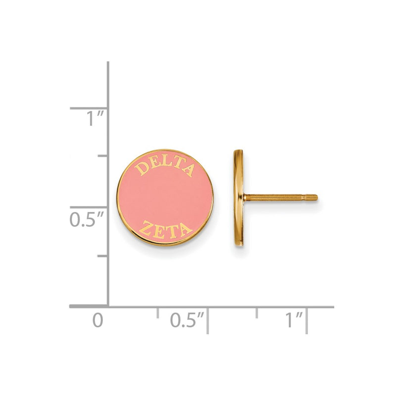 Gold Plated Sterling Silver Logoart Delta Zeta Sorority Text Color Enamel Post Earrings