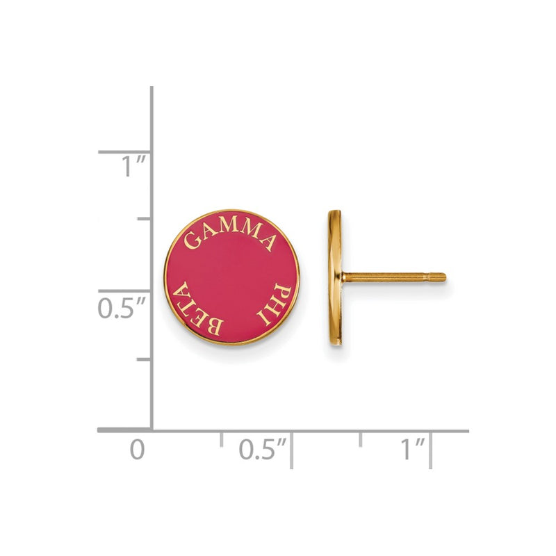 Gold Plated Sterling Silver Logoart Gamma Phi Beta Sorority Text Color Enamel Post Earrings