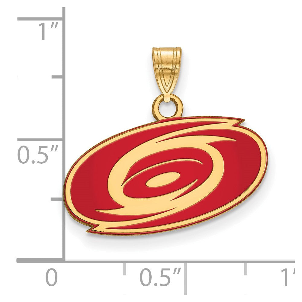 Gold Plated Sterling Silver Nhl Logoart Carolina Hurricanes Small Enameled Pendant