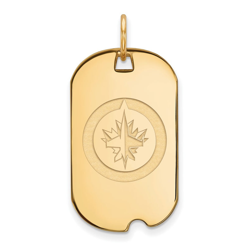 Gold Plated Sterling Silver Nhl Logoart Winnipeg Jets Small Dog Tag Pendant