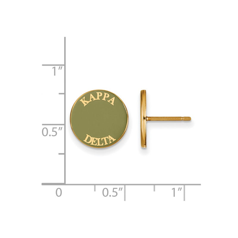 Gold Plated Sterling Silver Logoart Kappa Delta Sorority Text Color Enamel Post Earrings
