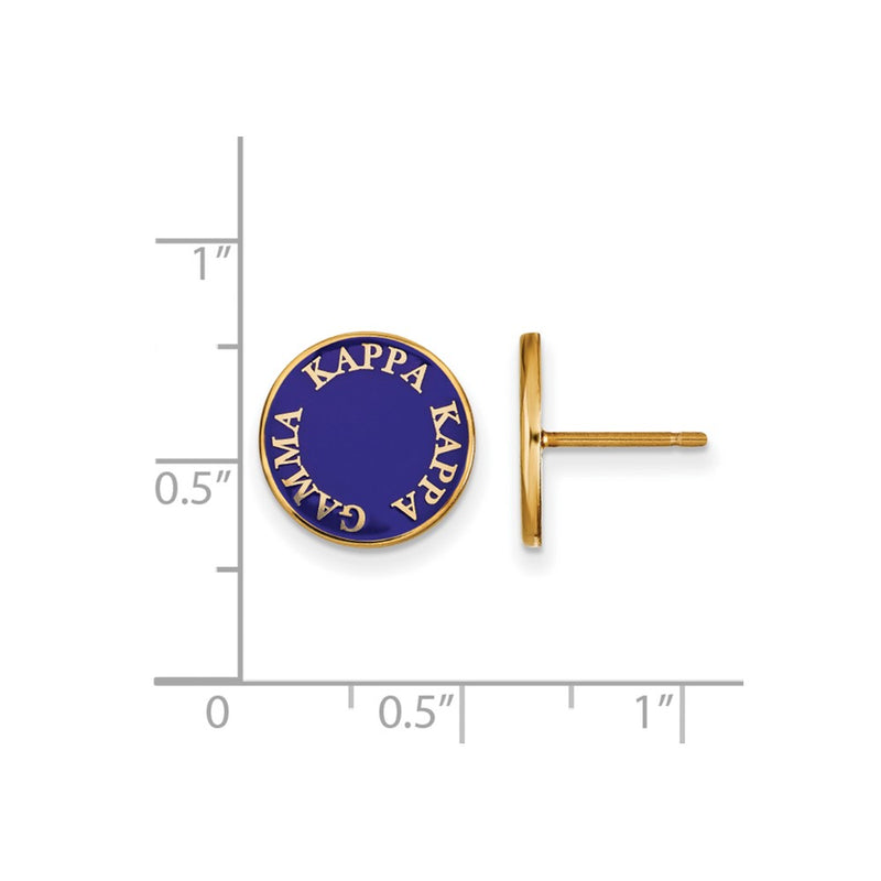 Gold Plated Sterling Silver Logoart Kappa Gamma Sorority Text Color Enamel Post Earrings