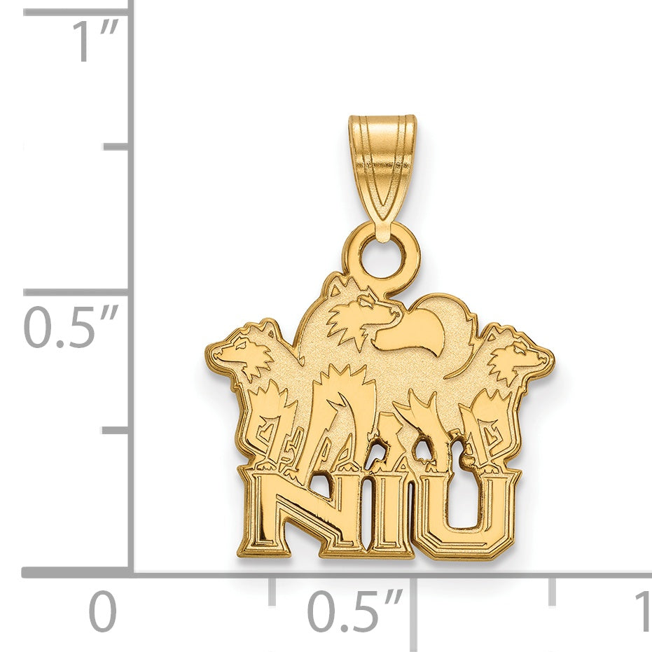 10K Yellow Gold Logoart Northern Illinois University N I U With Huskies Small Pendant