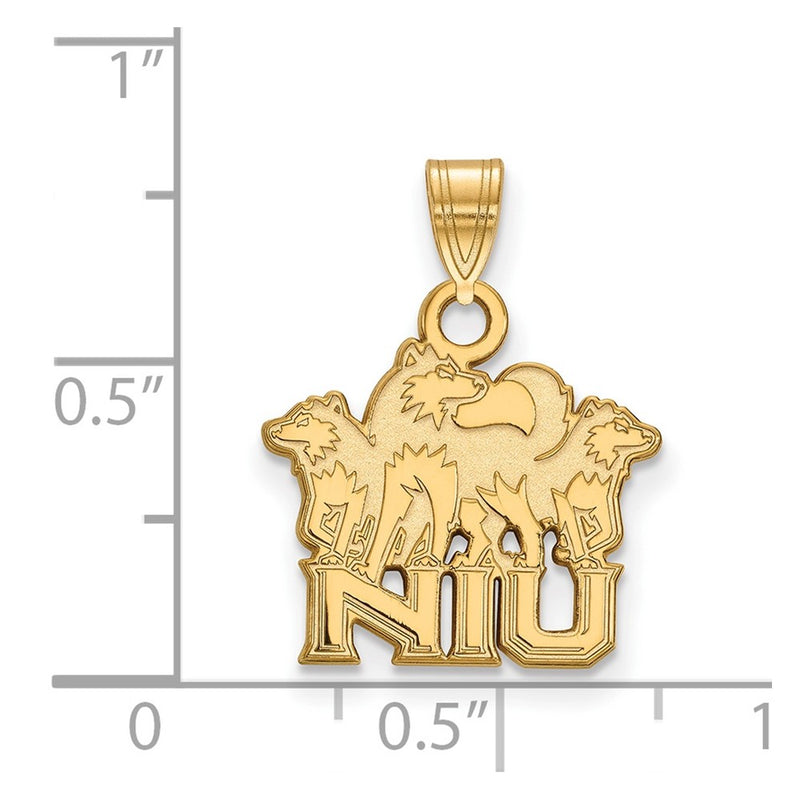 14K Yellow Gold Logoart Northern Illinois University N I U With Huskies Small Pendant