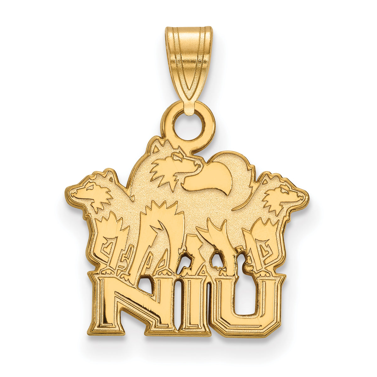 10K Yellow Gold Logoart Northern Illinois University N I U With Huskies Small Pendant