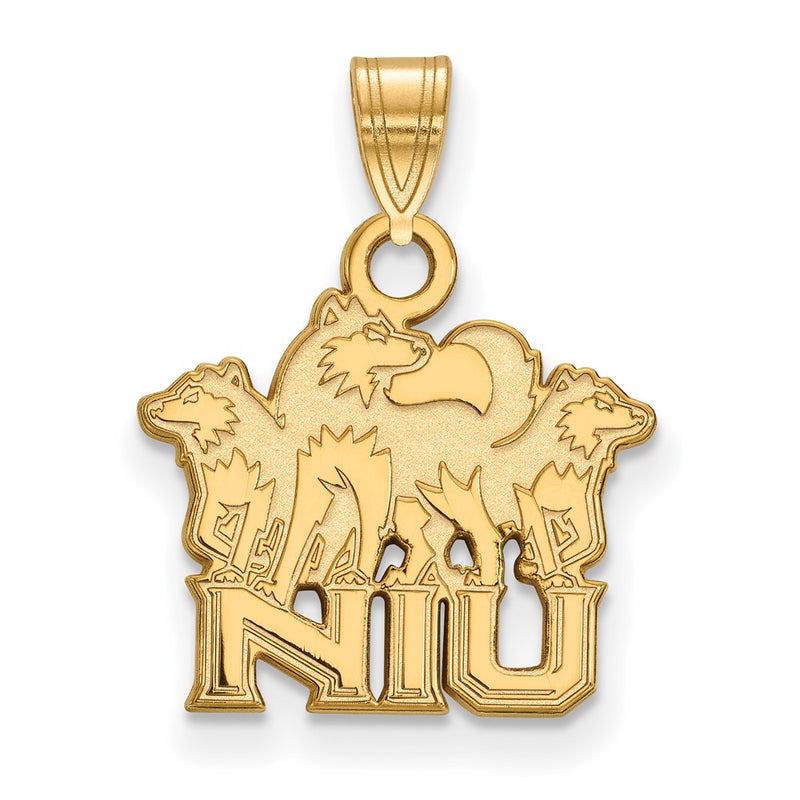 14K Yellow Gold Logoart Northern Illinois University N I U With Huskies Small Pendant